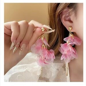 Floral Pink Earrings Dangle